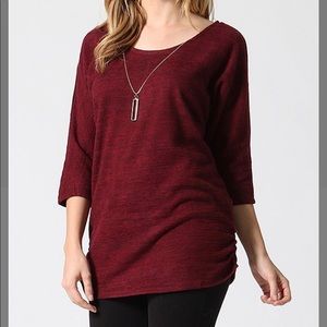 Beautiful plus size burgundy sweater with pendant